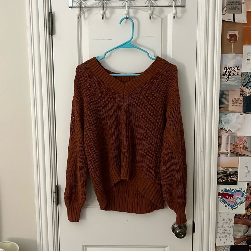 American Eagle Orange Brown Knit Sweater - size small